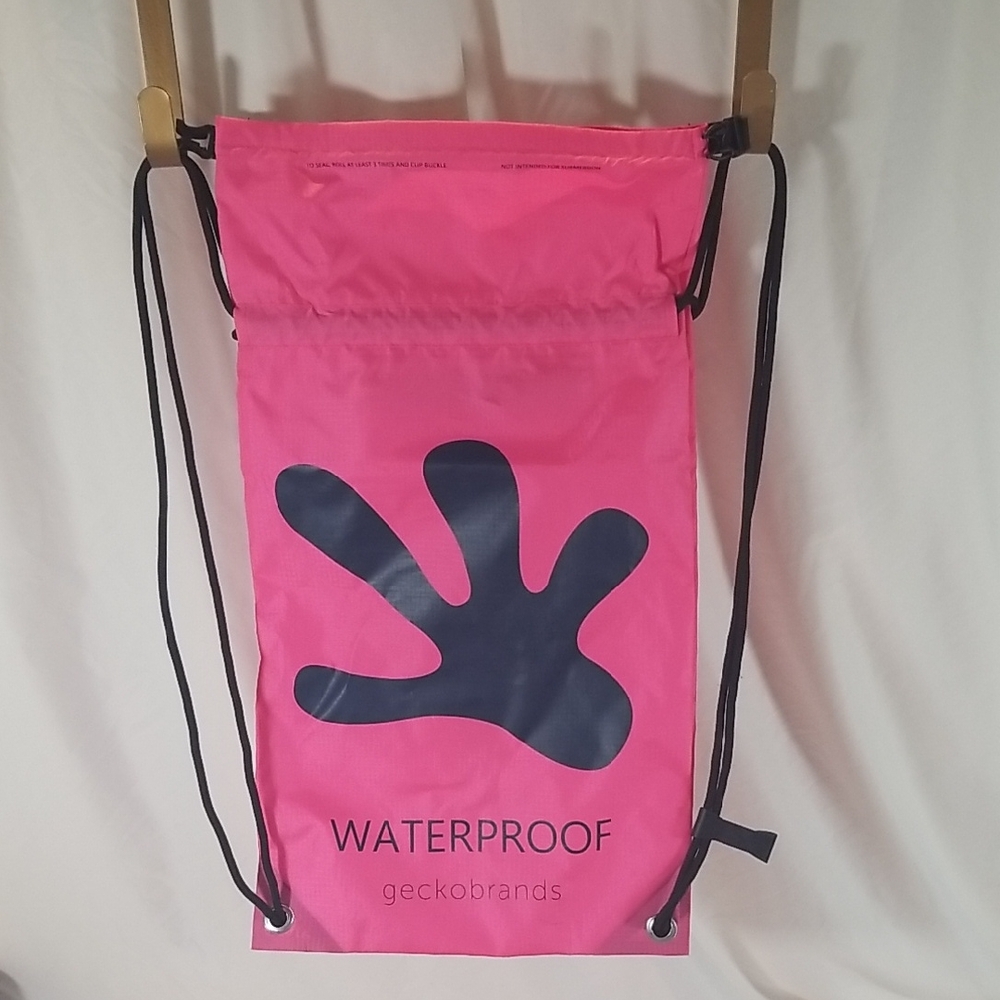 Pink Waterproof Drawstring Bag